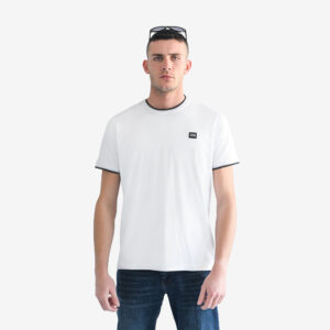 Λευκό Premium Τ-Shirt in Cotton with Stripe Details (Modern Fit) Ανδρικά T-Shirts