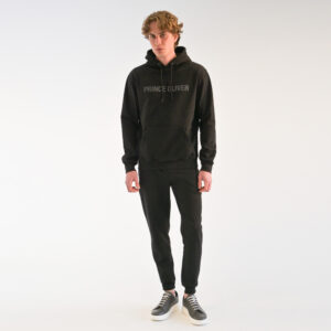 Μαύρο Hoodie Σετ Φόρμας Prince Oliver με Tonal Logo in Relax Fit Ανδρικές Φόρμες και Φούτερ
