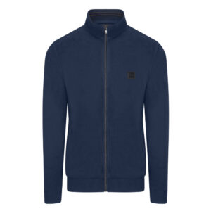 Μπλε Σκούρο Premium Full Zip Ζακέτα Prince Oliver με Logo Badge Modern Fit Ανδρικές Ζακέτες