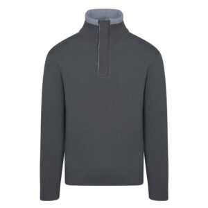 Λαδί Premium Zip-Neck Πλεκτή Μπλούζα Prince Oliver Modern Fit Ανδρικές Μπλούζες και Πουλόβερ