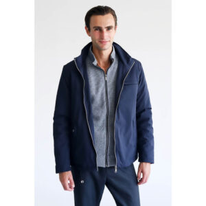 Μπλε Prince Oliver Water Repellent Jacket (Modern Fit) Ανδρικά Μπουφάν