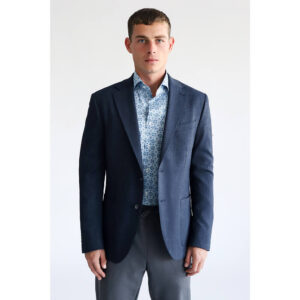 Μπλε Σακάκι Prince Oliver με Μικροσχέδιο (Modern Fit) Ανδρικά Σακάκια