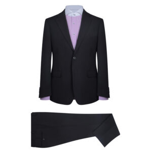 Μαύρο Κοστούμι Prince Oliver με Micro-Pattern Comfort Stretch Slim Fit Ανδρικά Κοστούμια