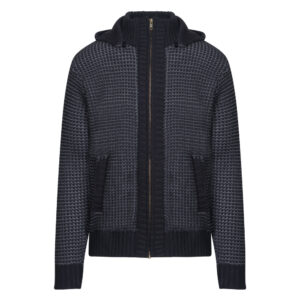Μαύρη Full Zip Ζακέτα Prince Oliver με Mixed Structured Πλέξη (Modern Fit) Ανδρικές Ζακέτες