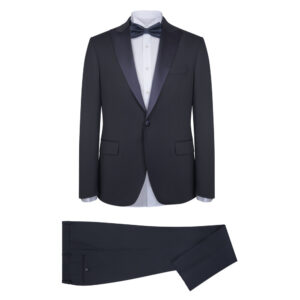Μπλε Σκούρο Tuxedo Prince Oliver με Peak Σατέν Πέτο Modern Fit Ανδρικά Κοστούμια Μπλε Σκούρο Tuxedo Prince Oliver με Peak Σατέν Πέτο Modern Fit Ανδρικά Κοστούμια