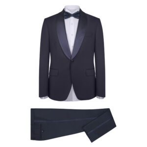 Μπλε Σκούρο Tuxedo Prince Oliver με Shawl Σατέν Πέτο Modern Fit Ανδρικά Κοστούμια Μπλε Σκούρο Tuxedo Prince Oliver με Shawl Σατέν Πέτο Modern Fit Ανδρικά Κοστούμια