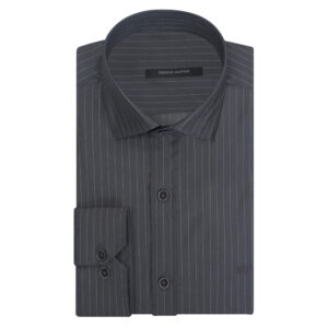 Γκρι Σκούρο Ριγέ Πουκάμισο Prince Oliver Modern Fit offers