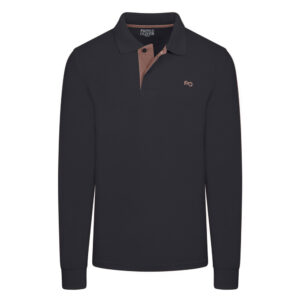 Double Pique Two Tone Polo Prince Oliver με Embroidered Logo Μαύρο in Cotton Regular Fit Ανδρικές Μπλούζες Polo Double Pique Two Tone Polo Prince Oliver με Embroidered Logo Μαύρο in Cotton Regular Fit Ανδρικές Μπλούζες Polo