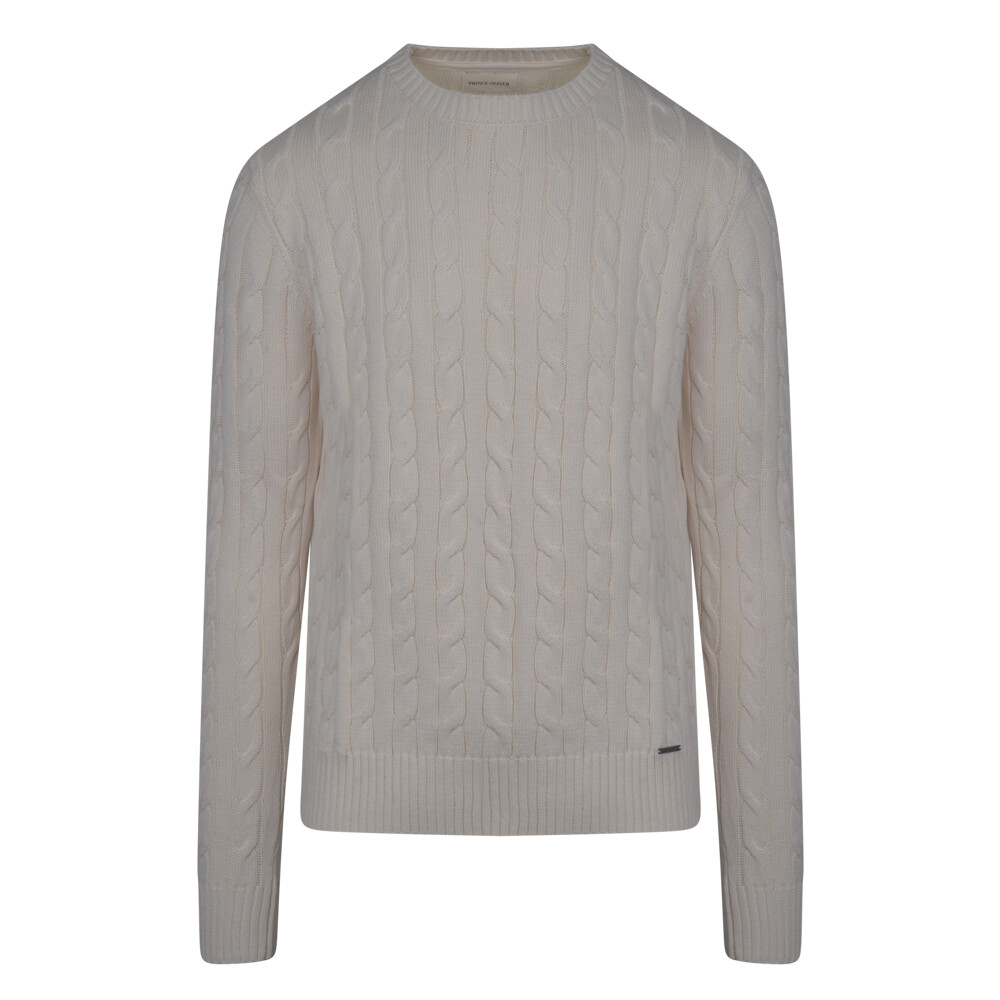 Εκρού Πουλόβερ Prince Oliver με Cable-Knit Πλέξη in Cotton Modern Fit Ανδρικές Μπλούζες και Πουλόβερ Εκρού Πουλόβερ Prince Oliver με Cable-Knit Πλέξη in Cotton Modern Fit Ανδρικές Μπλούζες και Πουλόβερ