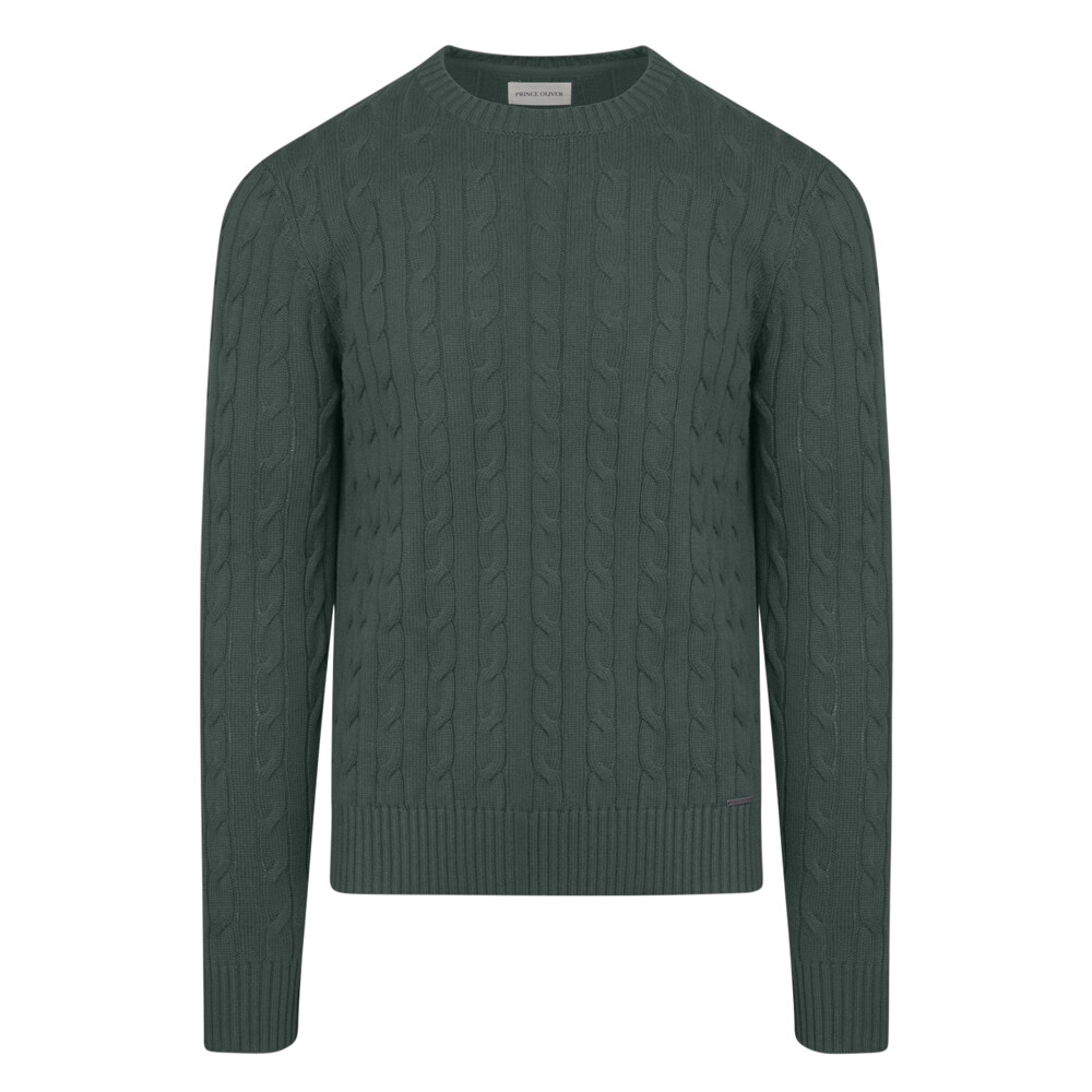 Πράσινο Πουλόβερ Prince Oliver με Cable-Knit Πλέξη in Cotton Modern Fit Ανδρικές Μπλούζες και Πουλόβερ Πράσινο Πουλόβερ Prince Oliver με Cable-Knit Πλέξη in Cotton Modern Fit Ανδρικές Μπλούζες και Πουλόβερ