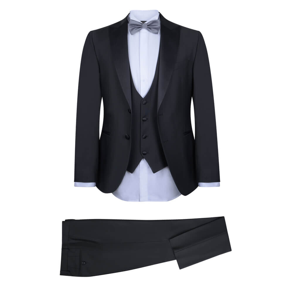 Μαύρο Prince Oliver Tuxedo με Shawl Σατέν Πέτο (Modern Fit) Ανδρικά Κοστούμια Μαύρο Prince Oliver Tuxedo με Shawl Σατέν Πέτο (Modern Fit) Ανδρικά Κοστούμια