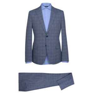 Μπλε Prince Oliver Κοστούμι Καρό (Modern Fit) Ανδρικά Κοστούμια