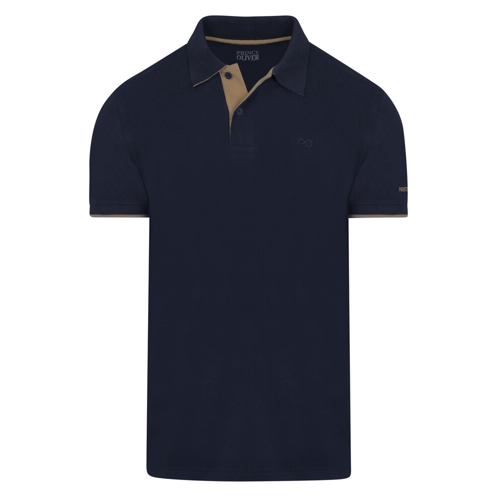 Μπλε Σκούρο Two Tone Polo Double Pique Prince Oliver in Cotton Regular Fit Ανδρικές Μπλούζες Polo Μπλε Σκούρο Two Tone Polo Double Pique Prince Oliver in Cotton Regular Fit Ανδρικές Μπλούζες Polo