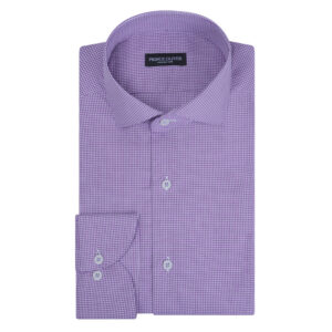Μωβ Πουκάμισο Prince Oliver in Checked Cotton Modern Fit Ανδρικά Πουκάμισα